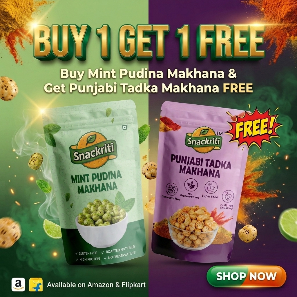 Snackriti Mint Pudina & Punjabi Tadka Makhana 30g Buy 1 Get 1 Free