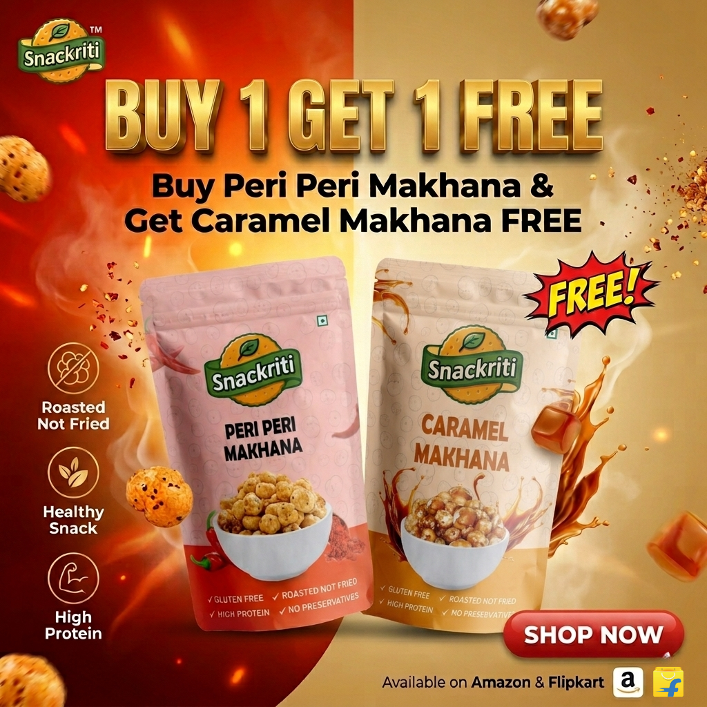 Snackriti Peri-Peri & Caramel Makhana 30g Buy 1 Get 1 Free