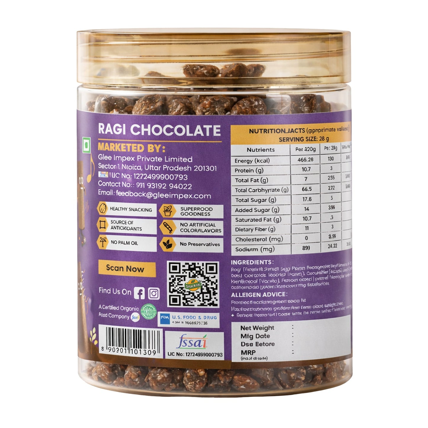 Snackriti Ragi Chocolate Sticks (50g)