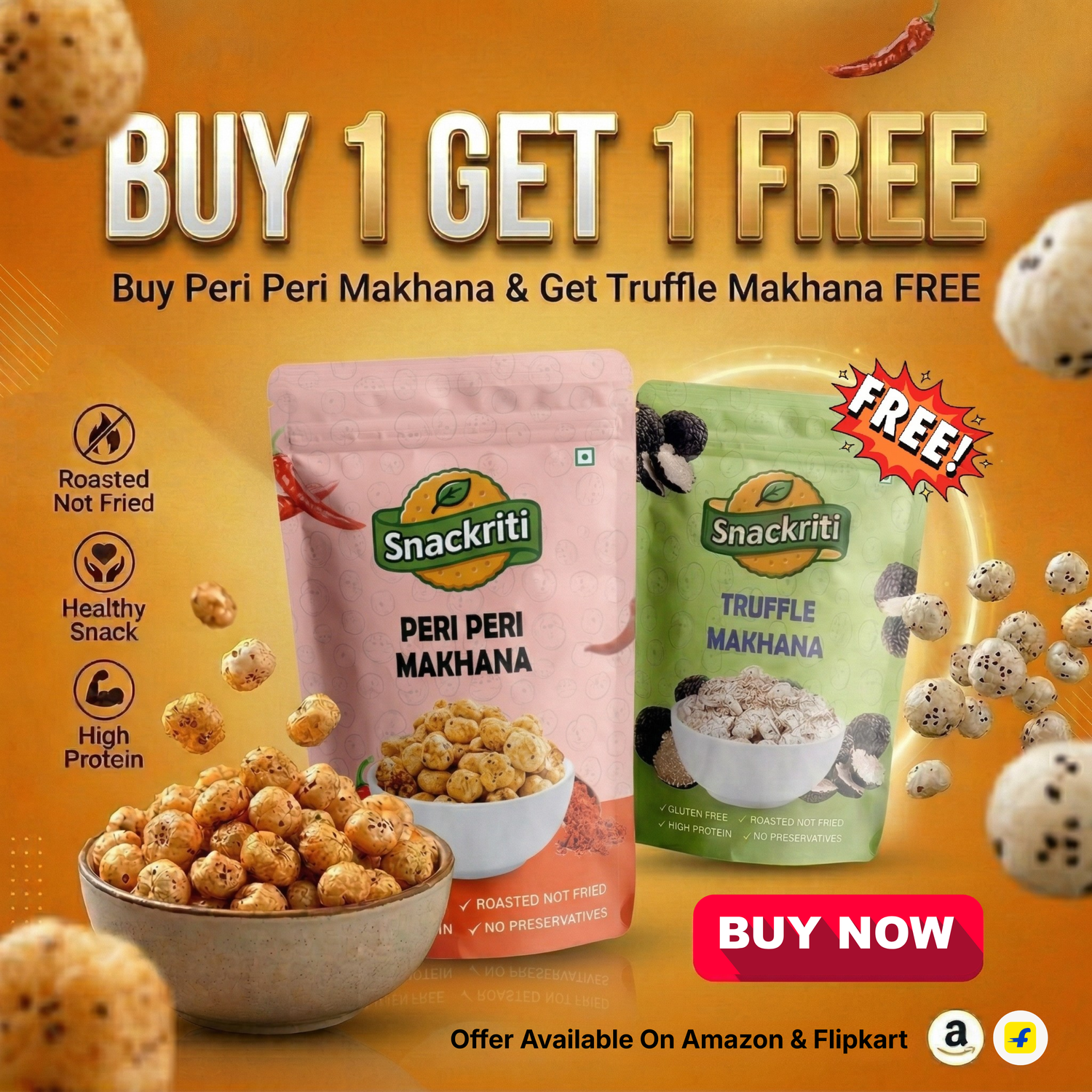 🎉 Buy 1 Get 1 FREE on Snackriti Makhana