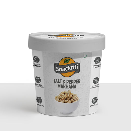 Snackriti Salt & Pepper Makhana (30 g) – Classic, Crunchy & Guilt-Free