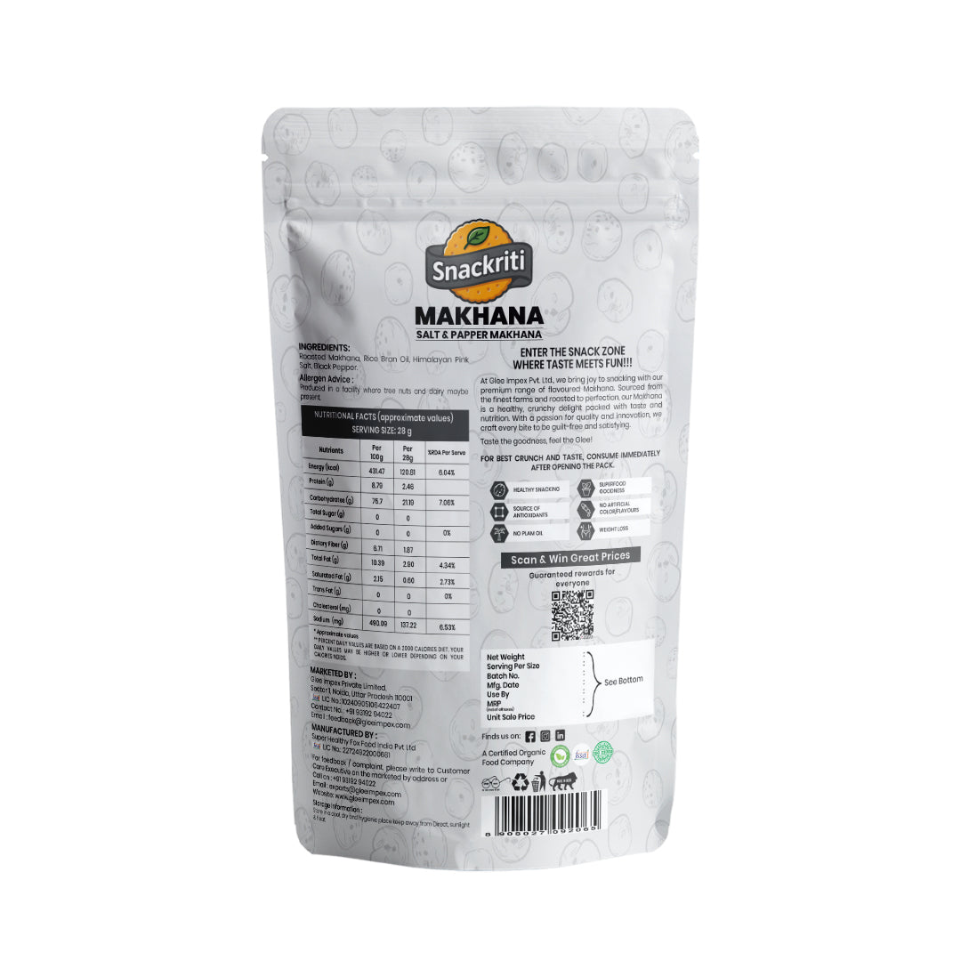 Salt & Pepper Makhana (50GM) – Classic, Crunchy & Savory