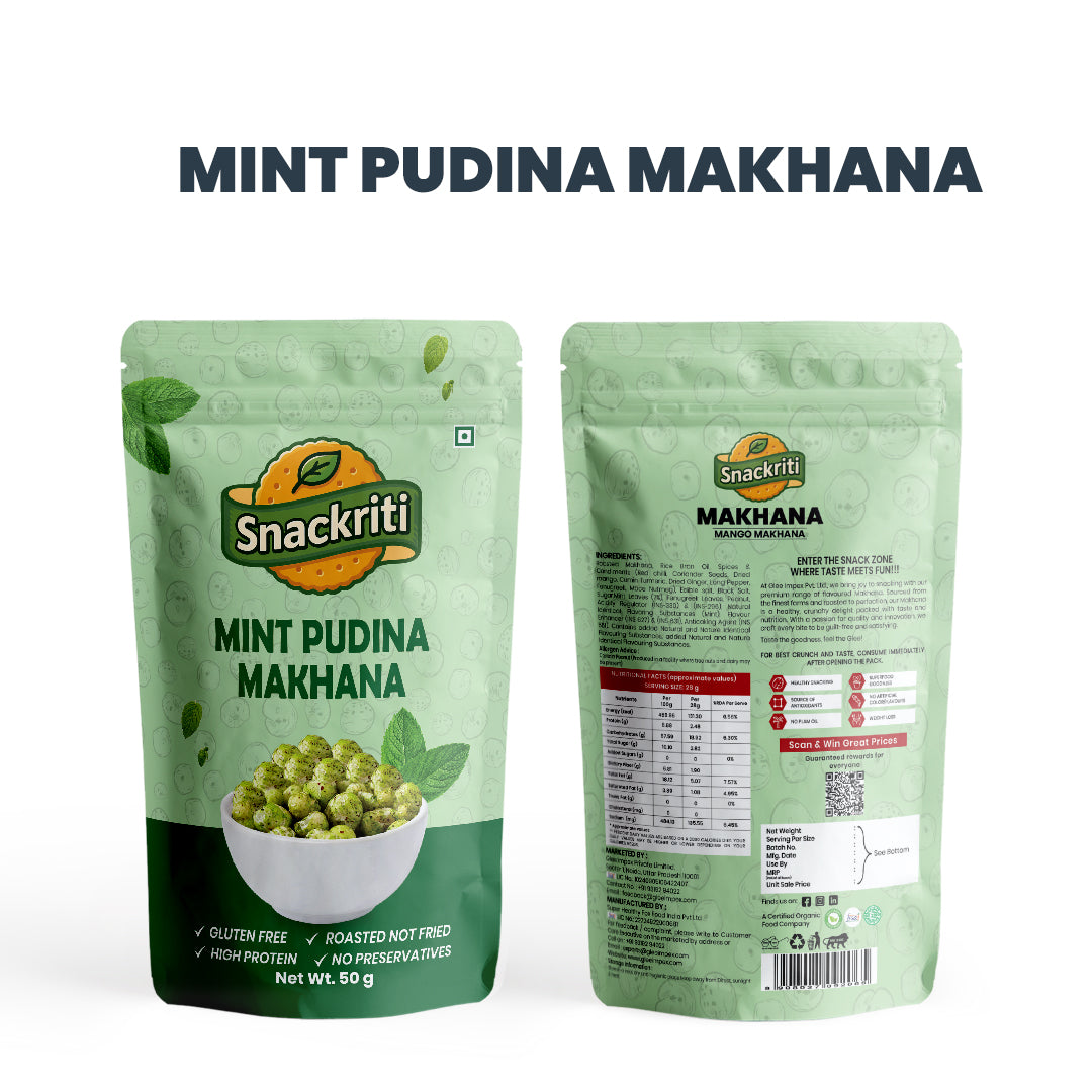 Mint Pudina Makhana  (50GM) -Light, Crunchy, and Full of Minty Flavor