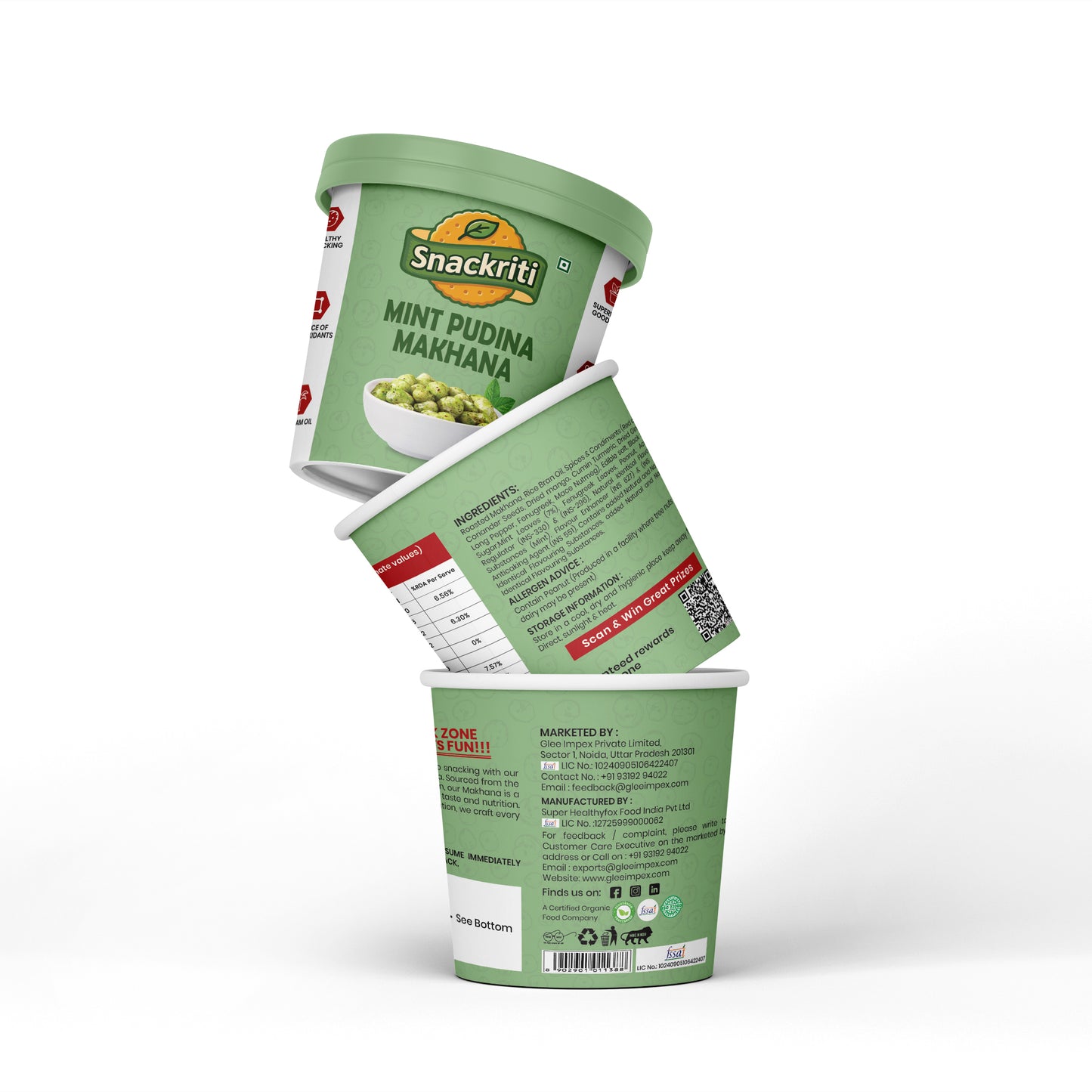 Snackriti Mint Pudina Makhana (30 g) – Refreshing, Crunchy & Deliciously Zesty