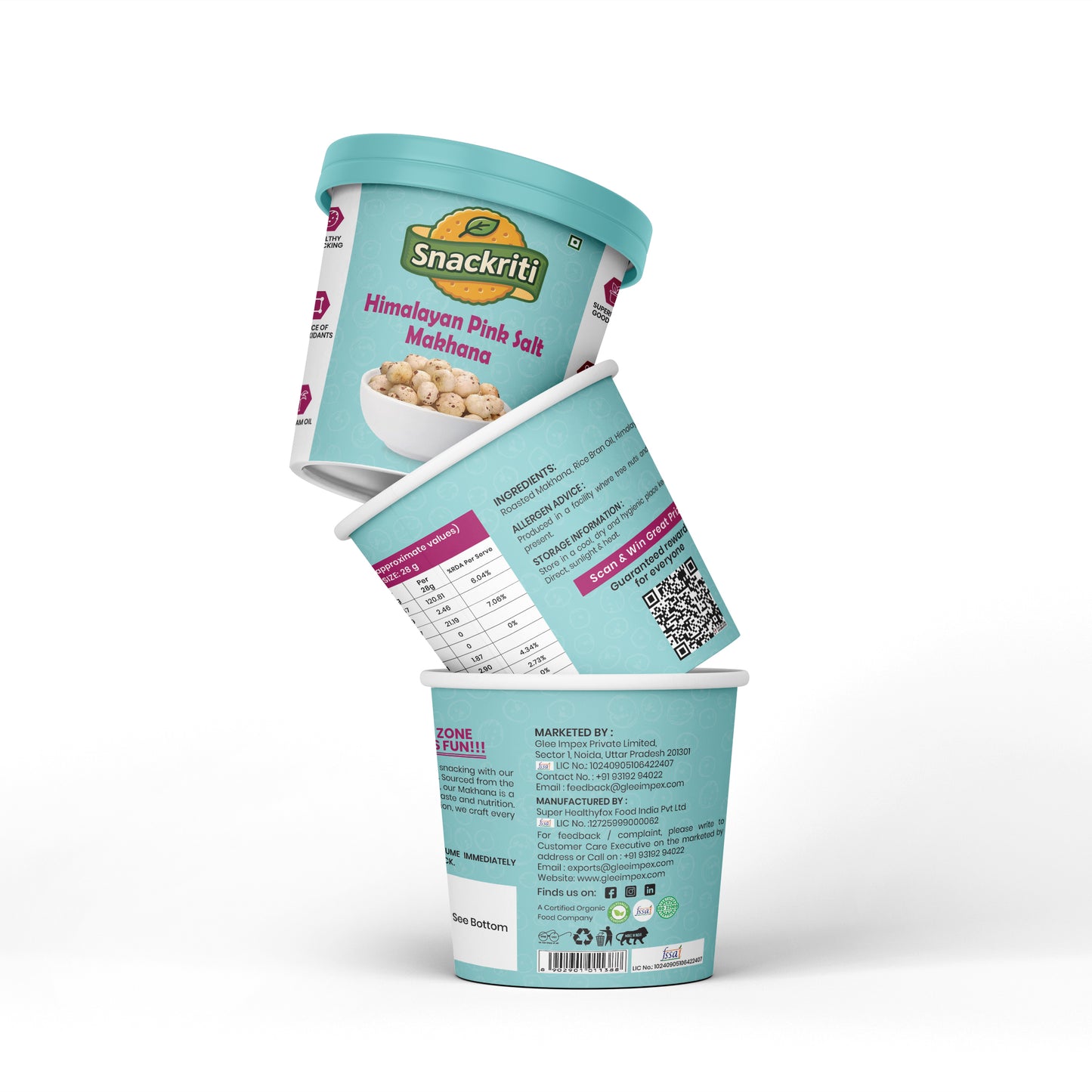 Snackriti Himalayan Pink Salt Makhana (30 g) – Light, Crunchy & Naturally Savory