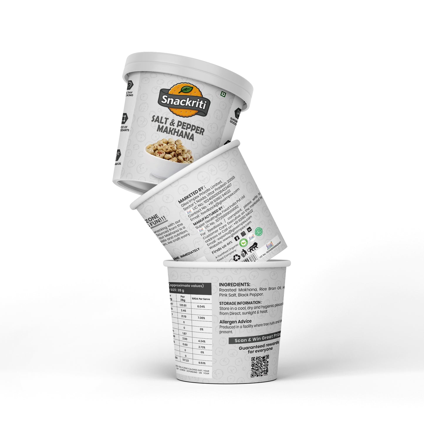 Snackriti Salt & Pepper Makhana (30 g) – Classic, Crunchy & Guilt-Free