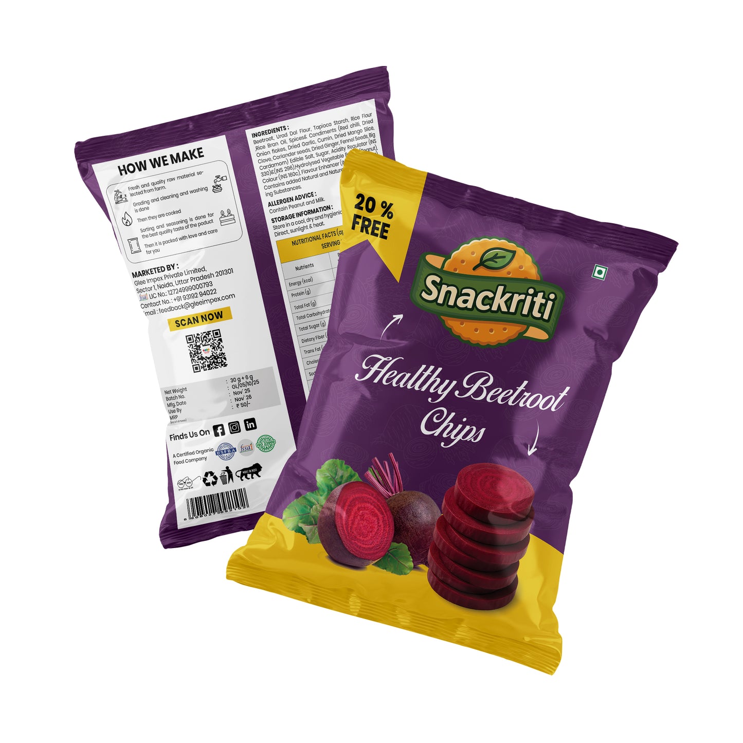 Snackriti Beetroot Chips – Healthy & Crispy Vegetable Snack