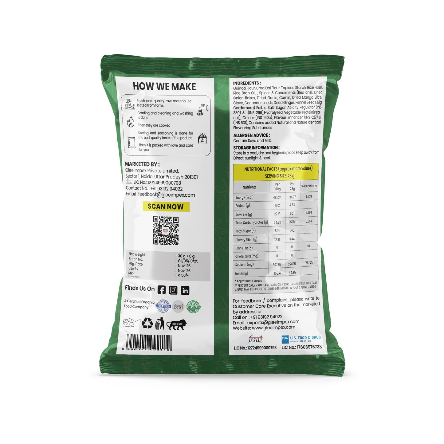 Snackriti Quinoa Chips – Peri-Peri Flavored, Healthy & Protein-Rich