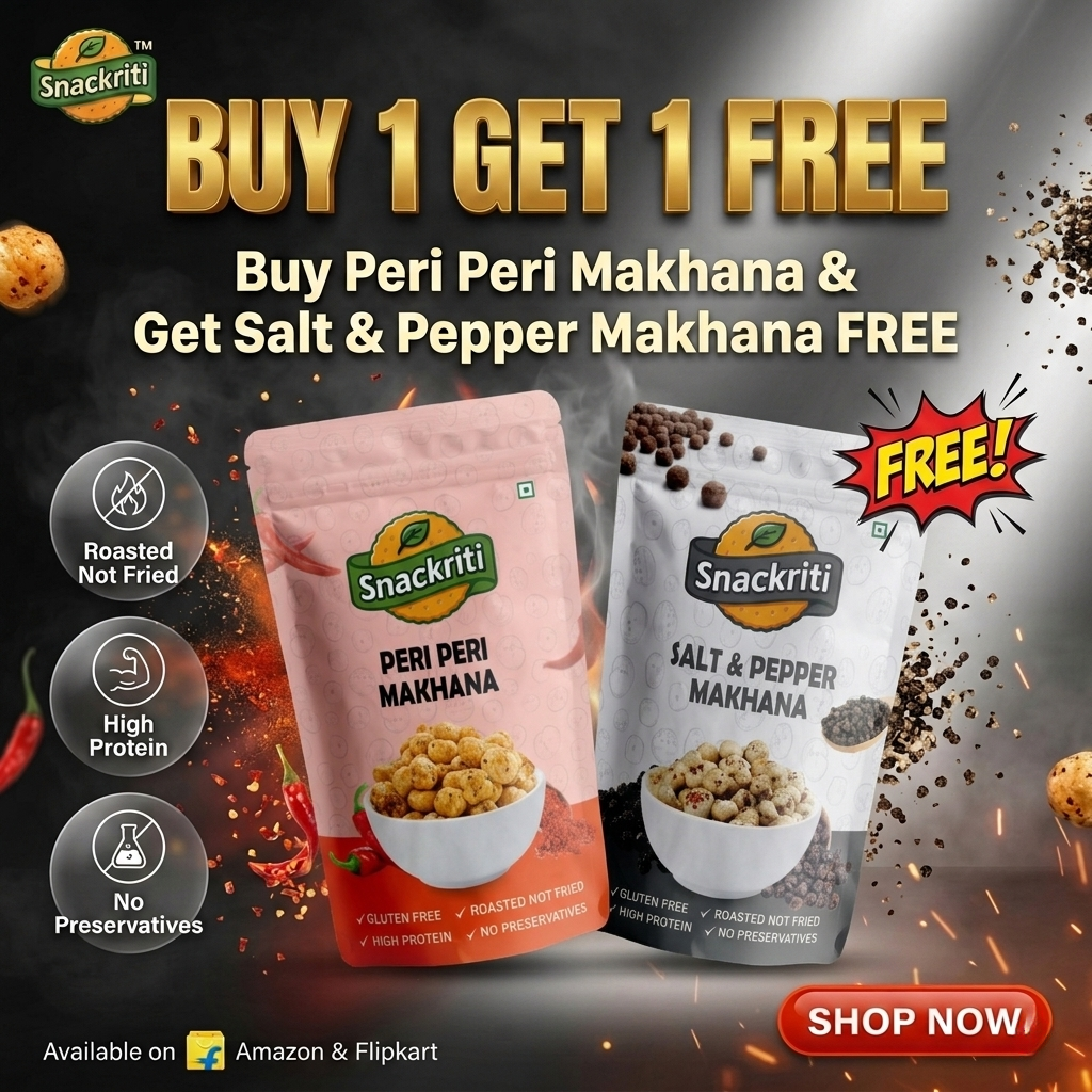 Snackriti Peri-Peri & Salt Pepper Makhana 30g Buy 1 Get 1