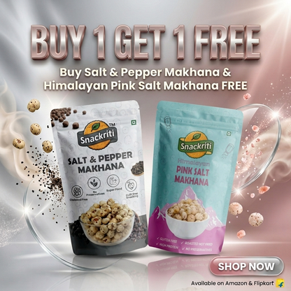 Snackriti Salt Pepper & Pink Salt Makhana 30g Buy 1 Get 1