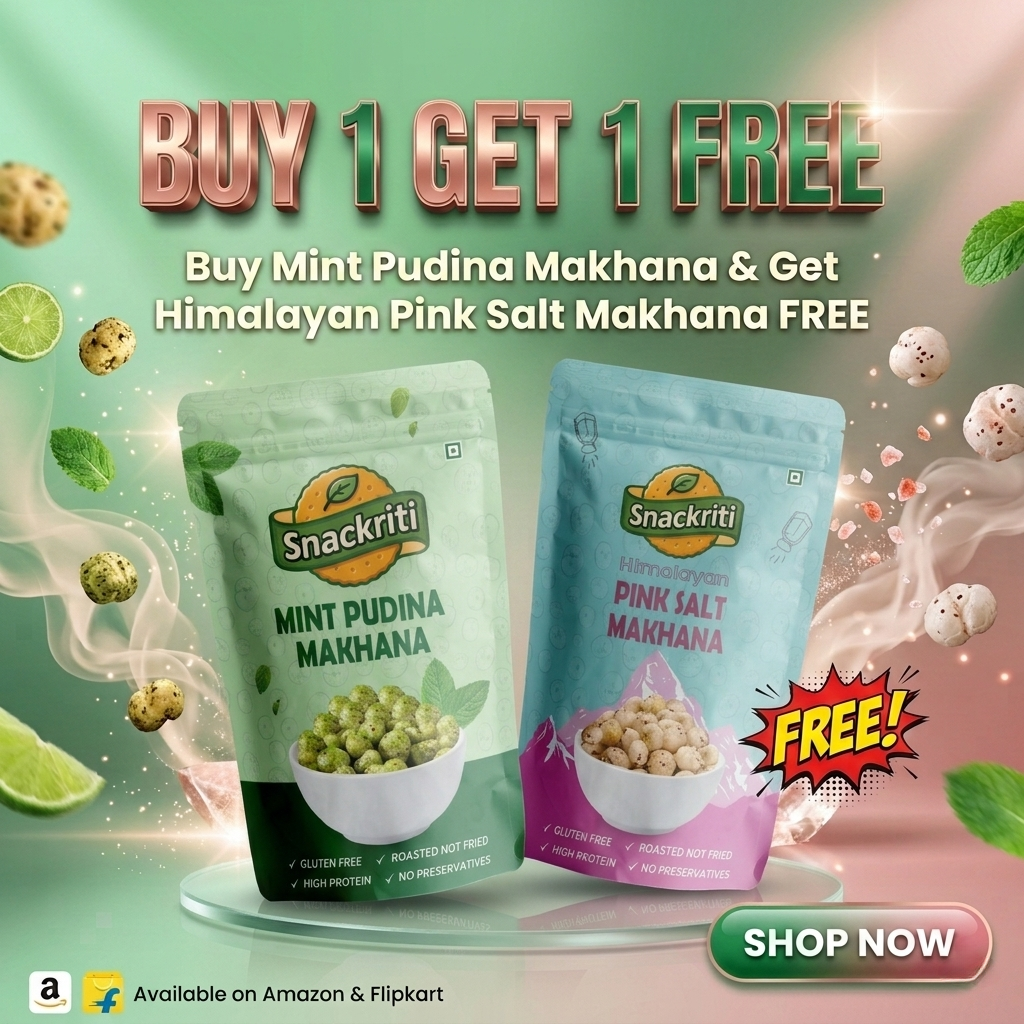 Snackriti Mint & Pink Salt Makhana 30g Buy 1 Get 1 Free
