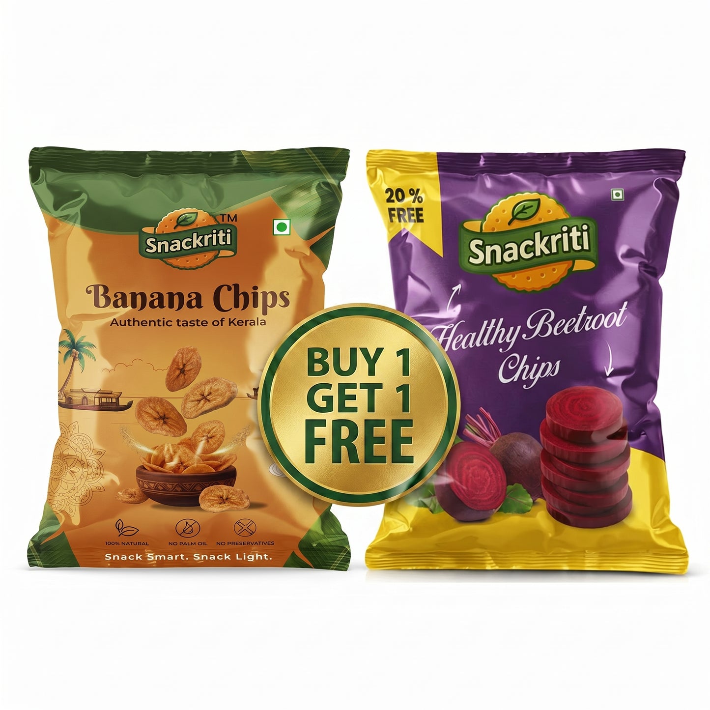 Snackriti Beetroot & Banana Chips Buy 1 Get 1 Free Offer