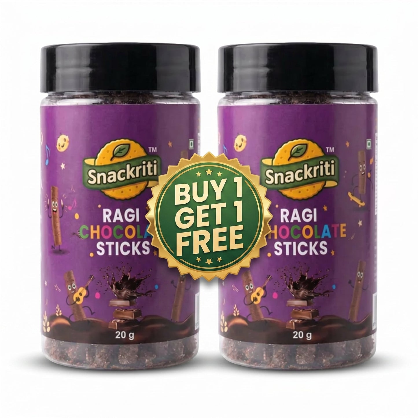 Snackriti Ragi Chocolate Sticks 20g Buy 1 Get 1 Free