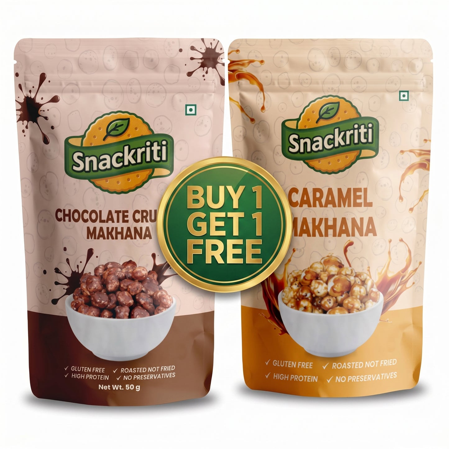 Snackriti Chocolate & Caramel Makhana (30g) Buy 1 Get 1 Free