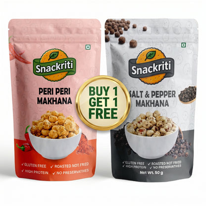 Snackriti Peri-Peri & Salt Pepper Makhana 30g Buy 1 Get 1