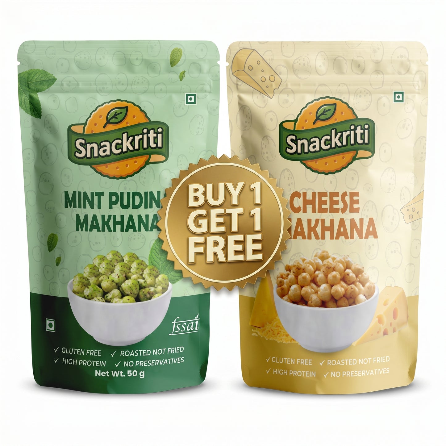 Snackriti Mint & Cheese Makhana 30g Buy 1 Get 1 Free