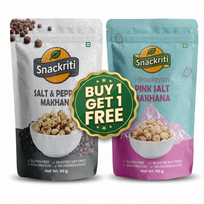 Snackriti Salt Pepper & Pink Salt Makhana 30g Buy 1 Get 1