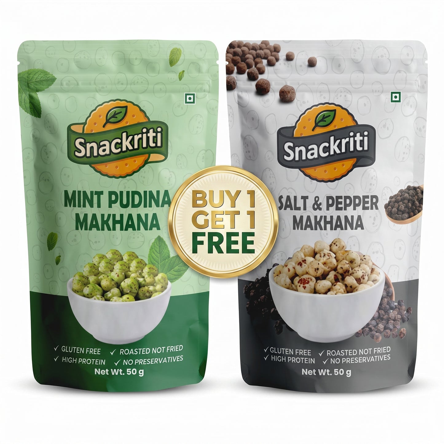Snackriti Mint &  Salt Pepper Makhana 30g Buy 1 Get 1 Free