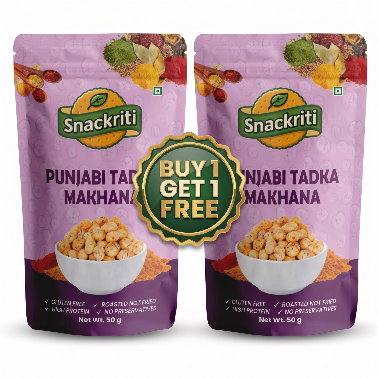 Snackriti Punjabi Tadka Makhana 30g Buy 1 Get 1 Free