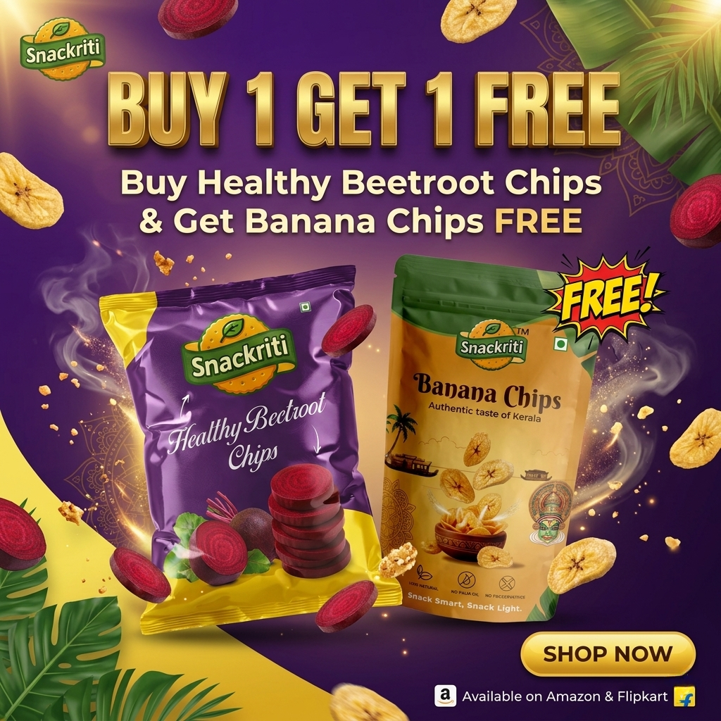Snackriti Beetroot & Banana Chips Buy 1 Get 1 Free Offer