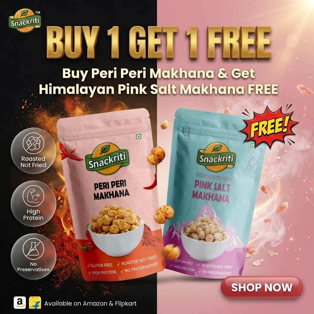 Snackriti Peri-Peri & Himalayan Pink Salt Makhana 30g Buy 1 Get 1 Free