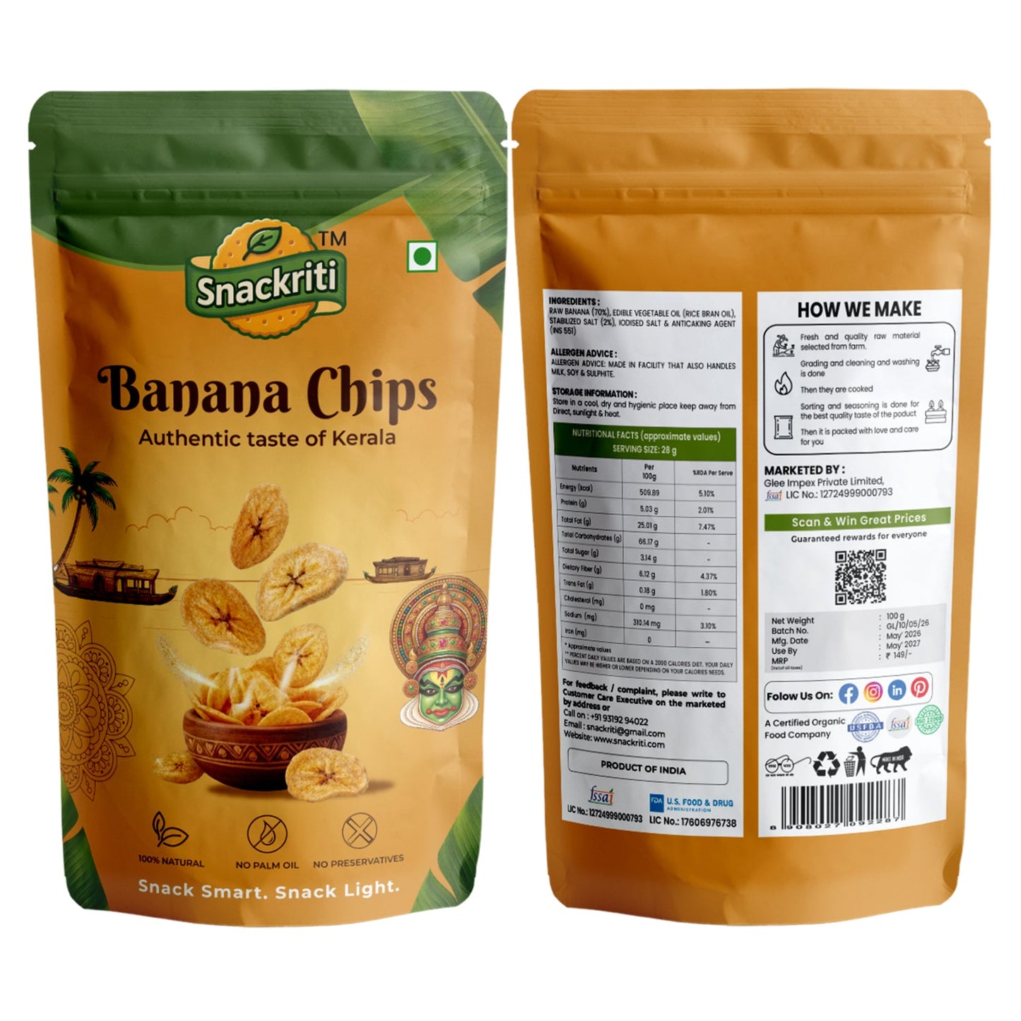 Snackriti Banana Chips (100g)